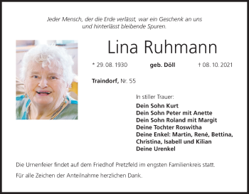Anzeige von Lina Ruhmann von MGO