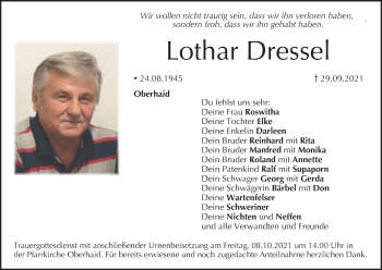 Anzeige von Lothar Dressel von MGO