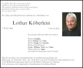 Anzeige von Lothar Köberlein von MGO