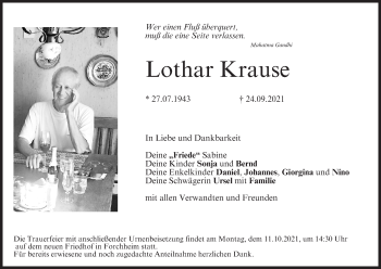 Anzeige von Lothar Krause von MGO