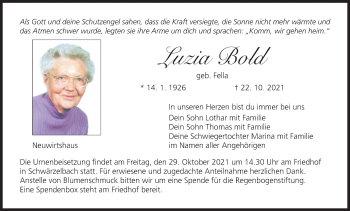 Anzeige von Luzia Bold von MGO