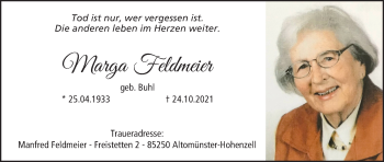 Anzeige von Marga Feldmeier von MGO
