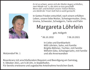 Anzeige von Margareta Löhrlein von MGO