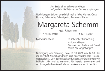Anzeige von Margareta Schemm von MGO