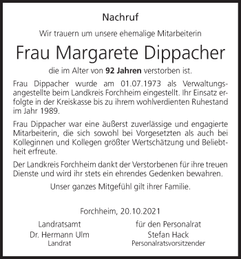 Anzeige von Margarete Dippacher von MGO