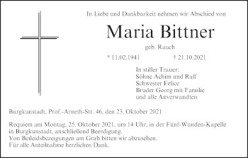Anzeige von Maria Bittner von MGO
