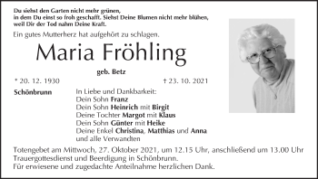 Anzeige von Maria Fröhling von MGO