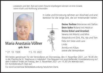 Anzeige von Maria Anastasia Völlner von MGO