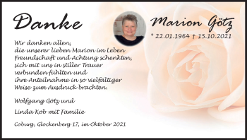Anzeige von Marion Götz von MGO