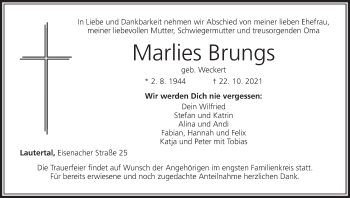 Anzeige von Marlies Brungs von MGO