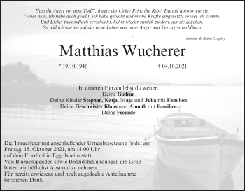 Anzeige von Matthias Wucherer von MGO