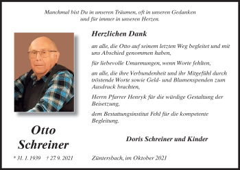 Anzeige von Otto Schreiner von MGO