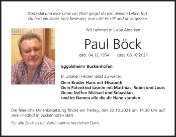 Anzeige von Paul Böck von MGO