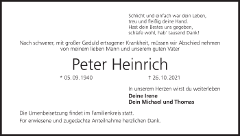 Anzeige von Peter Heinrich von MGO