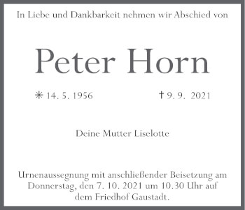 Anzeige von Peter Horn von MGO