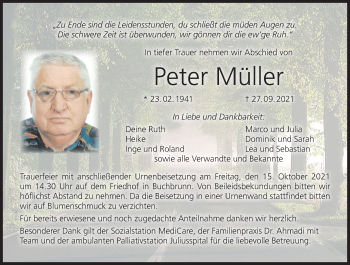Anzeige von Peter Müller von MGO