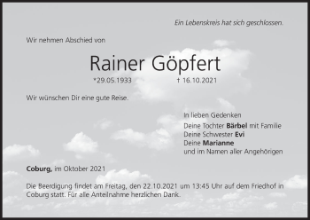 Anzeige von Rainer Göpfert von MGO