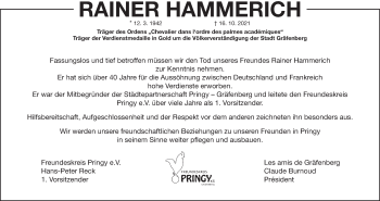 Anzeige von Rainer Hammerich von MGO