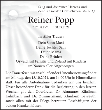 Anzeige von Reiner Popp von MGO