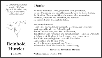 Anzeige von Reinhold Hutzler von MGO