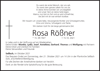 Anzeige von Rosa Rößner von MGO