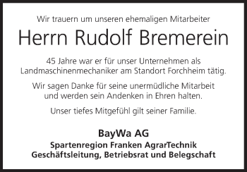 Anzeige von Rudolf Bremerein von MGO