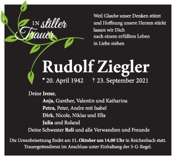 Anzeige von Rudolf Ziegler von MGO