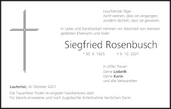 Anzeige von Siegfried Rosenbusch von MGO