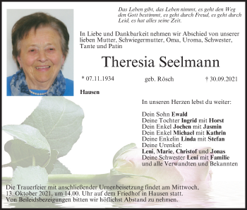 Anzeige von Theresia Seelmann von MGO