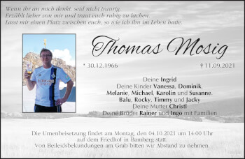 Anzeige von Thomas Mosig von MGO