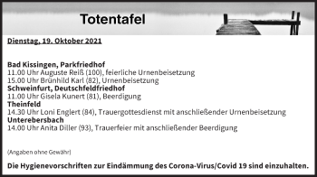 Anzeige von Totentafel vom 19.10.2021 von MGO