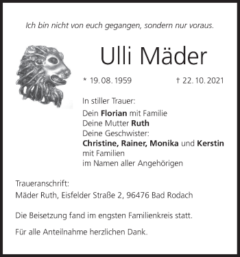 Anzeige von Ulli Mäder von MGO
