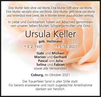 Anzeige von Ursula Keller von MGO