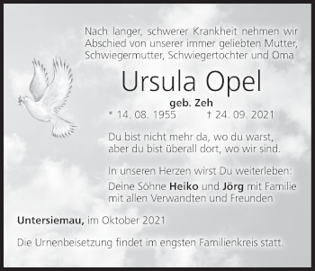 Anzeige von Ursula Opel von MGO