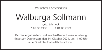 Anzeige von Walburga Sollmann von MGO