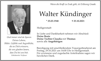 Anzeige von Walter Kündinger von MGO
