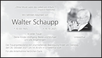 Anzeige von Walter Schaupp von MGO