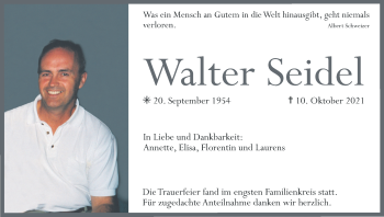 Anzeige von Walter Seidel von MGO