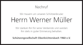 Anzeige von Werner Müller von MGO