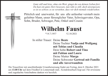 Anzeige von Wilhelm Faust von MGO