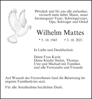 Anzeige von Wilhelm Mattes von MGO