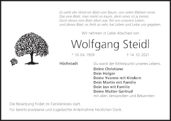 Anzeige von Wolfgang Steidl von MGO