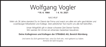 Anzeige von Wolfgang Vogler von MGO