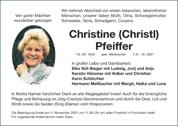 Anzeige von Christine Pfeiffer von MGO
