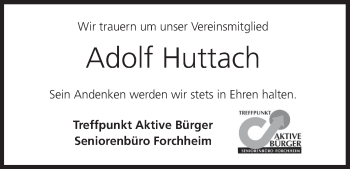 Anzeige von Adolf Huttach von MGO
