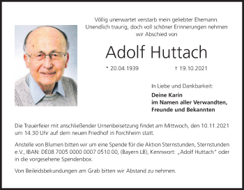 Anzeige von Adolf Huttach von MGO