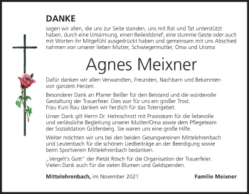 Anzeige von Agnes Meixner von MGO