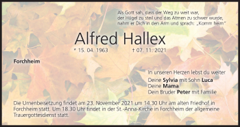 Anzeige von Alfred Hallex von MGO