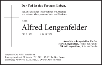 Anzeige von Alfred Lengenfelder von MGO