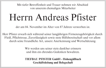 Anzeige von Andreas Pfister von MGO
